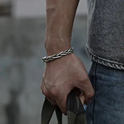 Twist Braided S925 Silver Plated Bracelet for Men Women