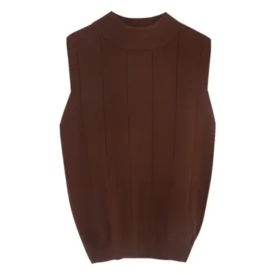 Women's Black Sleeveless Core Spun Vest with Half-High Collar