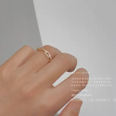 14k Gold Plated Micro Zircon Ring for Women