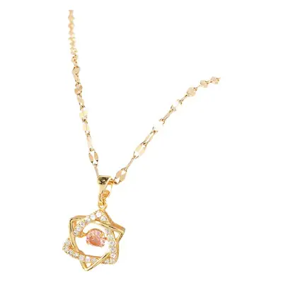 Six-Pointed Star Zircon Necklace for Girls 18K Rose Gold