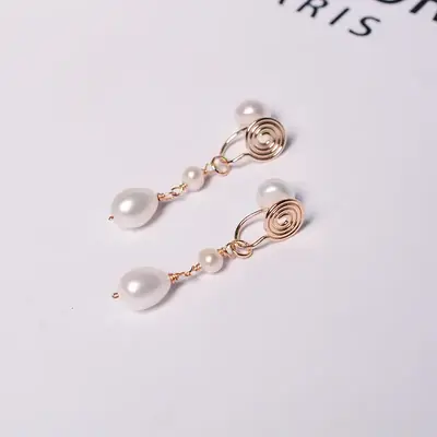 Natural Pearl Earrings Women's Fashion Long S925 Silver