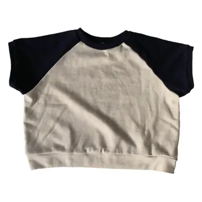 Kids Raglan Sleeve Sweatshirt Black Cream Loose Fit