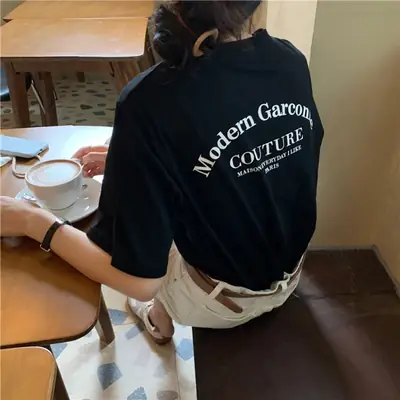 Women Modern Garcoose Letter Print T-Shirt White 2025