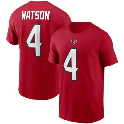 Men NFL Football T-Shirt White Red 4 Watson