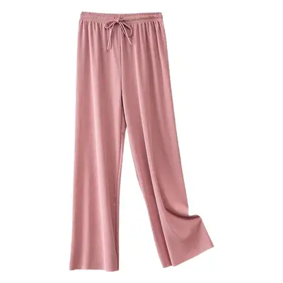 Women Ice Silk Wide Leg Pants Grey Summer