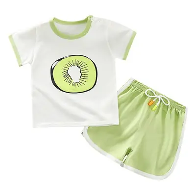 Kids Korean Style Cotton Shorts Set White Green