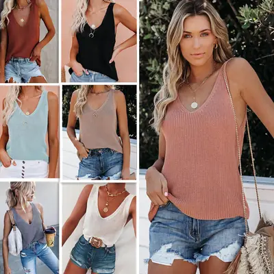 2024 Women's Knitted Camisole Solid Color Summer Top