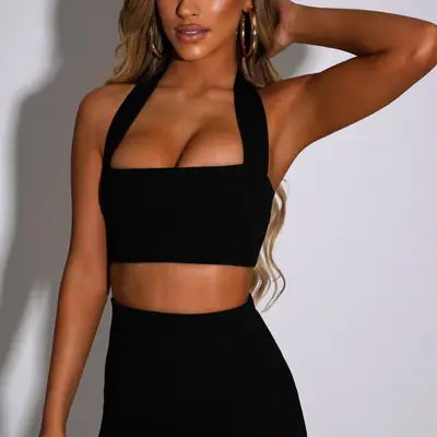 Pink Wrapless Bralette with Zipper Vest & High Waist