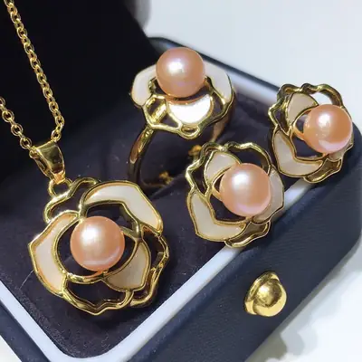 18K Gold-Filled Pearl Set for Women