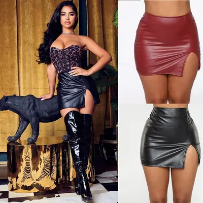 Aliexpress High Waist Red Hip Short Skirt with Zipper