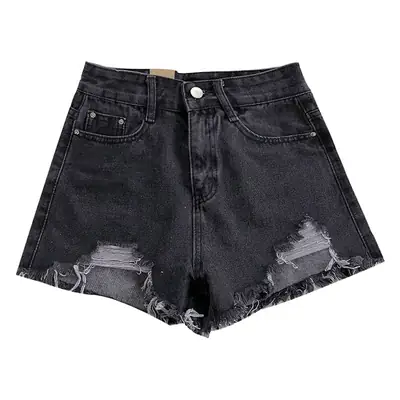 Ripped Denim Shorts for Girls 2025 Slimming Wide Leg