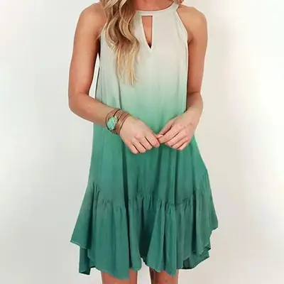 2020 Summer Gradient Halter Dress for Women