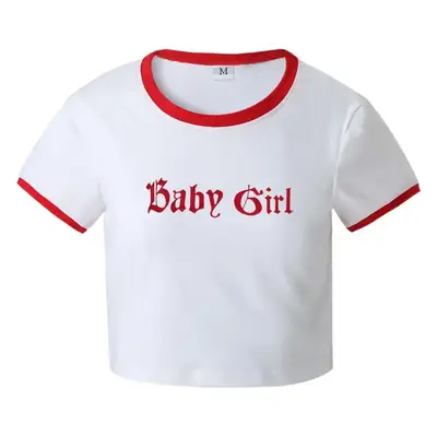 Baby Girl Cotton Short Sleeve T-Shirt White Red