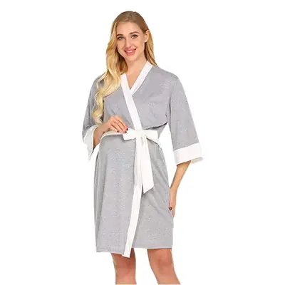 Pure Cotton Pregnant Maternal Pajamas Striped White Belted