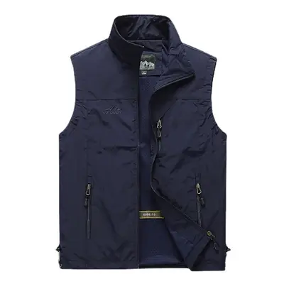 Men's Black Puffer Work Vest with Logo & Multi-Flap Pockets