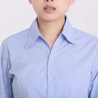 Professional Blue Long-Sleeve Shirt for Women Slim Fit Business Wear