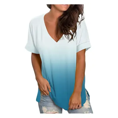 Women Tie-Dye V Neck T-Shirt Pink