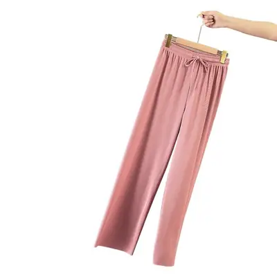 Women Ice Silk Wide Leg Pants 2025 Spring Summer