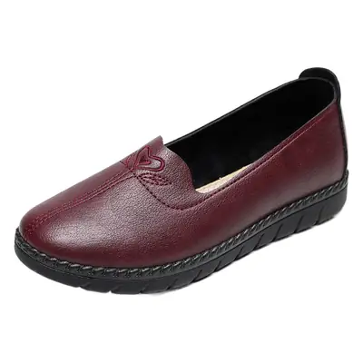 Old Women's Leather Slip-On Shoes Black Non-Slip