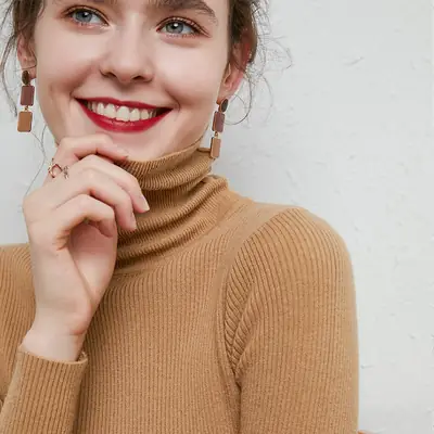 New Autumn Winter Women Wool Sweater Long Sleeve Knit Beige