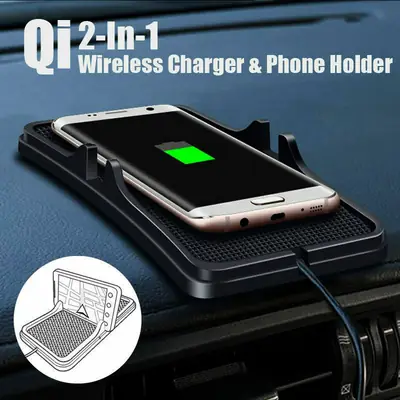 Qi 2-in-1 Wireless Charger & Phone Holder for Car
