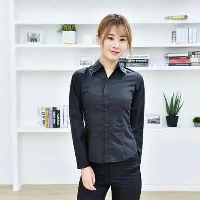Black V-Neck Long Sleeve Women's Shirt