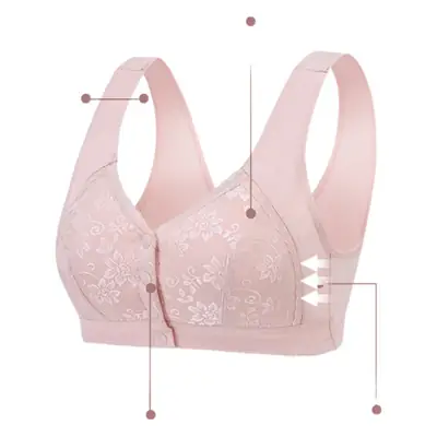 Manufacturer Wholesale Middle-Aged Sports Sleep Vest-Style Bra Large Size No Rims Middle-Aged and Elderly Underwear Front Button Bra