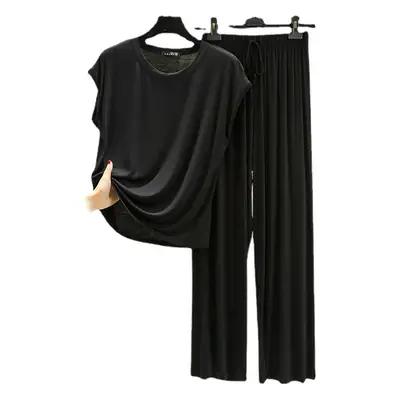 2021 Summer Women's Modal T-Shirt & Pants Set Loose Plus Size
