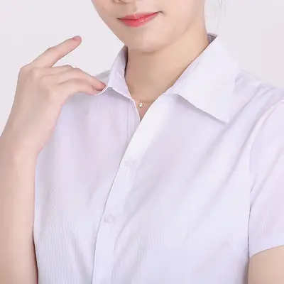 Professional Short Sleeve Vertical Striped White Shirt Large Size