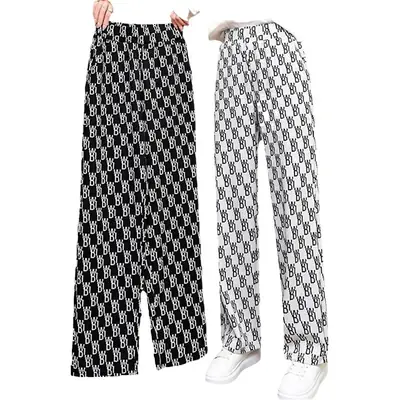 Women's Black Wide Leg Pants with High Waist Draping