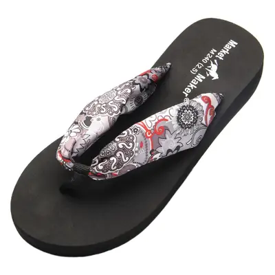 Women's Silk Embroidered Flip Flops Brown