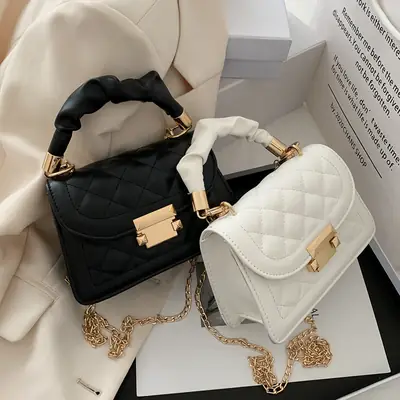 Black Quilted PU Shoulder Bag for Women 2020