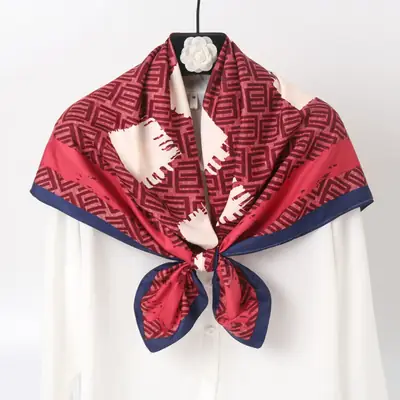 Gao He Z-Shape Scarf 90cm Orange Brown Geometric
