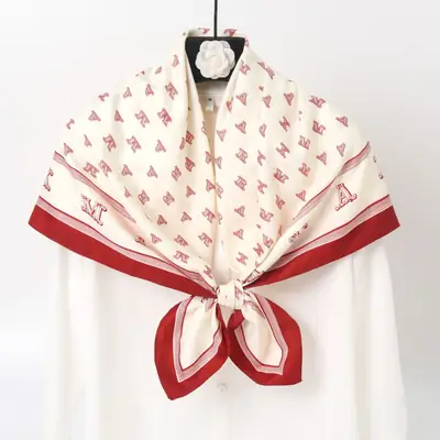 Muslim Women's M-Branded Scarf 90cm Large Square Beige Brown