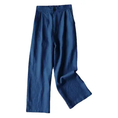 Women Wide Leg Linen Pants Black 2025 Spring