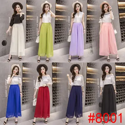 Women Pink Chiffon Wide Leg Pants Summer Casual Plus Size