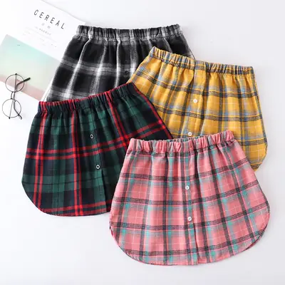 Women White Dope Raincoat Plaid Fake Hem Skirt Set