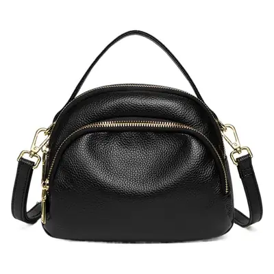 Black Soft Leather Shoulder Crossbody Bag for Women