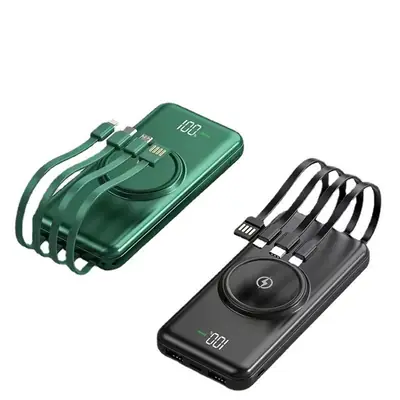 Green Wireless Power Bank with Digital Display