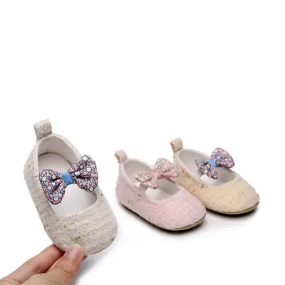 New Style Small Fragrant Bow Princess Children's Shoes Baby Toddler Shoes Soft Sole Princess Style