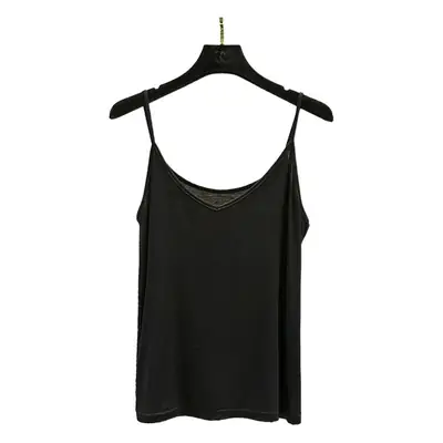 Women's Black Strapless V-Neck Sleeveless Top