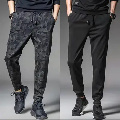 Men's Camouflage Stretch Black Cropped Pants