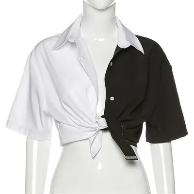 White Lapel T-Shirt for Women 2024 Cross Border