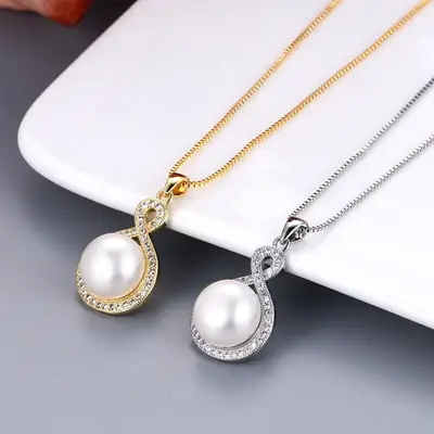 Korean Style Pearl Pendant Set Gold Silver