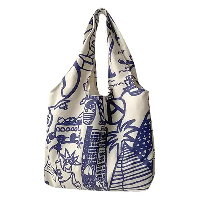Cross-border 2025 new one-shoulder canvas bag for female students to pack books in class literary large capacity cute ins portable