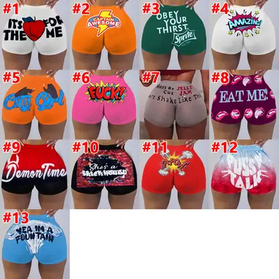 Pink Comics Print Women's Tight Shorts Yoga Pants