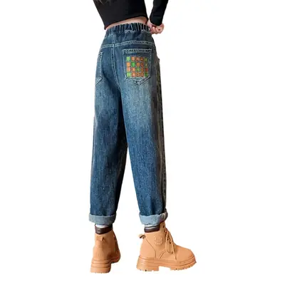 Girls Wide Leg Pants Grey Sweatpants Spring Autumn 2024