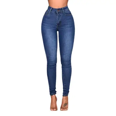 Women Slim Stretch Jeans Pencil Pants Blue