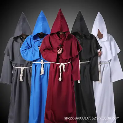 Medieval White Monk Costume Wizard Priest Cosplay