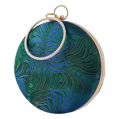 Chinese Peacock Feather Cheongsam Bag Set for Women